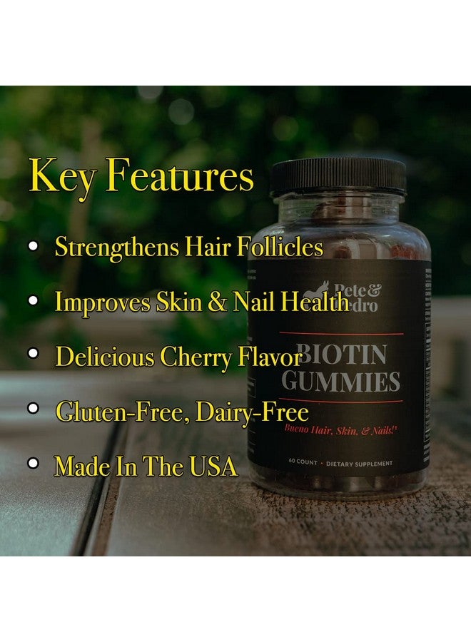 بيت اند بيدرو علكات البيوتين - مكمل غذائي يومي لتقوية نمو الشعر وبشرة وأظافر أقوى | علكات البيوتين بنكهة الكرز 5000 ميكروجرام لكل وجبة | كما هو موضح في برنامج Shark Tank، 60 قطعة - Image 2