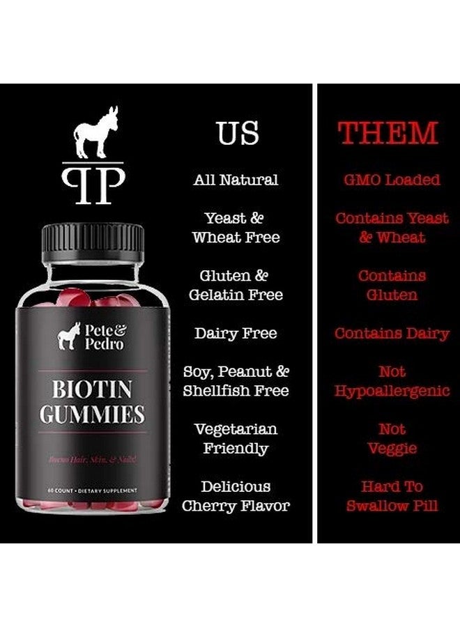 بيت اند بيدرو علكات البيوتين - مكمل غذائي يومي لتقوية نمو الشعر وبشرة وأظافر أقوى | علكات البيوتين بنكهة الكرز 5000 ميكروجرام لكل وجبة | كما هو موضح في برنامج Shark Tank، 60 قطعة - Image 4