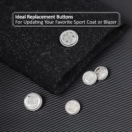 MASONEE 14-Piece Silver Metal Blazer Button Set - 23mm & 18mm Buttons for Men's Blazers, Suits, Sport Coats, Uniforms & Jackets - Image 3