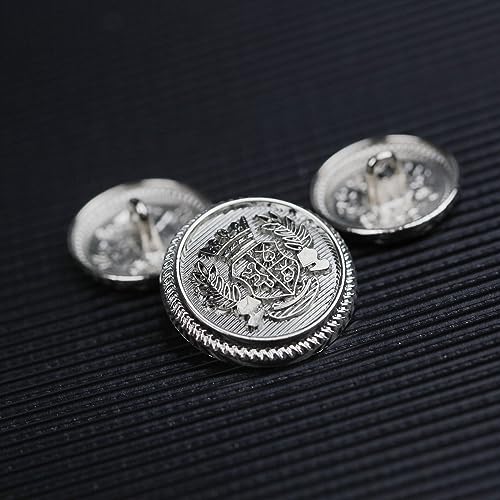 MASONEE 14-Piece Silver Metal Blazer Button Set - 23mm & 18mm Buttons for Men's Blazers, Suits, Sport Coats, Uniforms & Jackets - Image 2