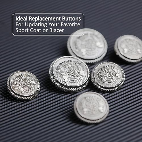 MASONEE 14-Piece Silver Metal Blazer Button Set - 23mm & 18mm Buttons for Men's Blazers, Suits, Sport Coats, Uniforms & Jackets - Image 5