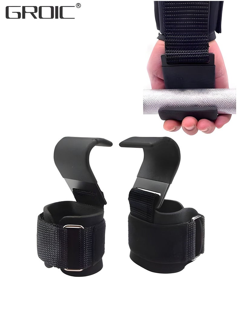 GROIC - 2PCS Weightlifting Hooks, Weightlifting Gloves Wristbands, Gym Gloves, Gym Protective Gear, Wrist Support Wrist Straps for Deadlifts and Daily Gym Workouts - Image 1