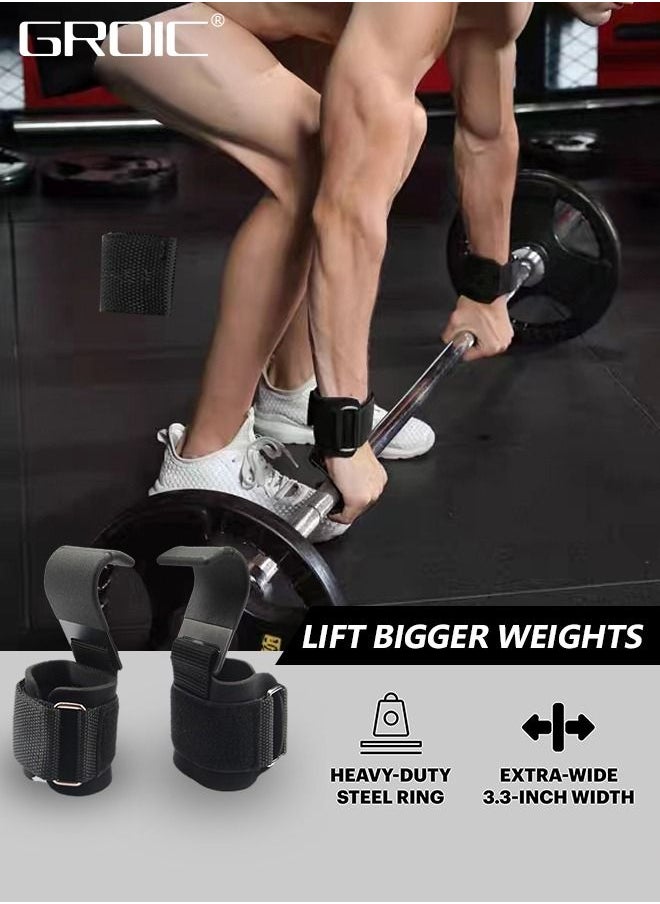 GROIC - 2PCS Weightlifting Hooks, Weightlifting Gloves Wristbands, Gym Gloves, Gym Protective Gear, Wrist Support Wrist Straps for Deadlifts and Daily Gym Workouts - Image 1