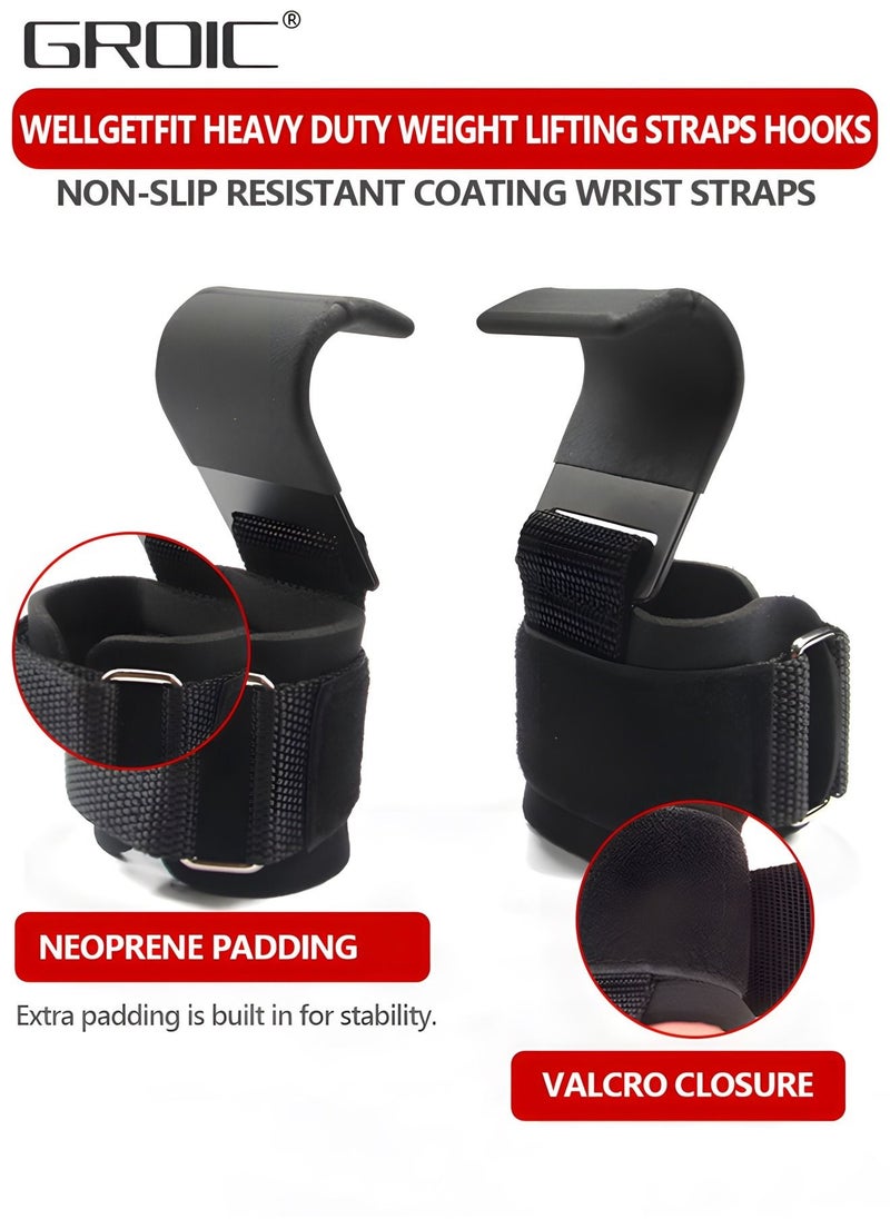 GROIC - 2PCS Weightlifting Hooks, Weightlifting Gloves Wristbands, Gym Gloves, Gym Protective Gear, Wrist Support Wrist Straps for Deadlifts and Daily Gym Workouts - Image 1