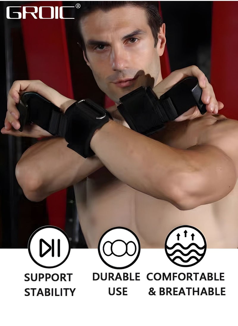 GROIC - 2PCS Weightlifting Hooks, Weightlifting Gloves Wristbands, Gym Gloves, Gym Protective Gear, Wrist Support Wrist Straps for Deadlifts and Daily Gym Workouts - Image 1