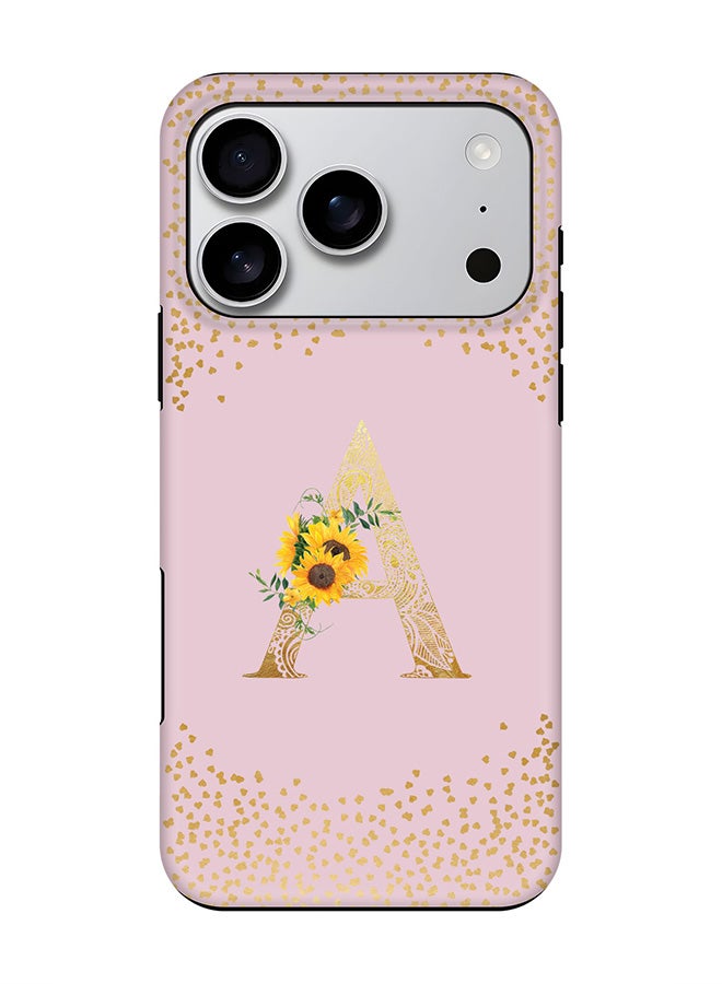 Stylizedd Tough Pro Magnetic Case for iPhone 17 Pro, Dual Layer hybrid PC + TPU Mobile Cover Matte - Custom Floral Monogram - A  (Pink )