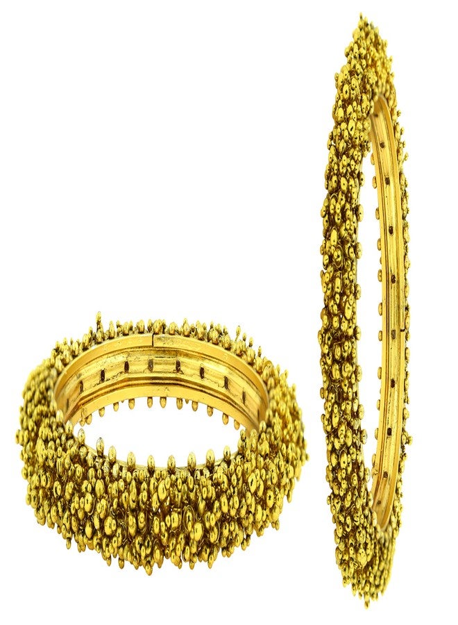 ZIVOM® Cluster Antique 22K Gold Plated Bangle Set Of 2 (Pair) For Women Gift - Image 4
