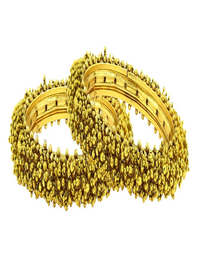 ZIVOM® Cluster Antique 22K Gold Plated Bangle Set Of 2 (Pair) For Women Gift - Image 2
