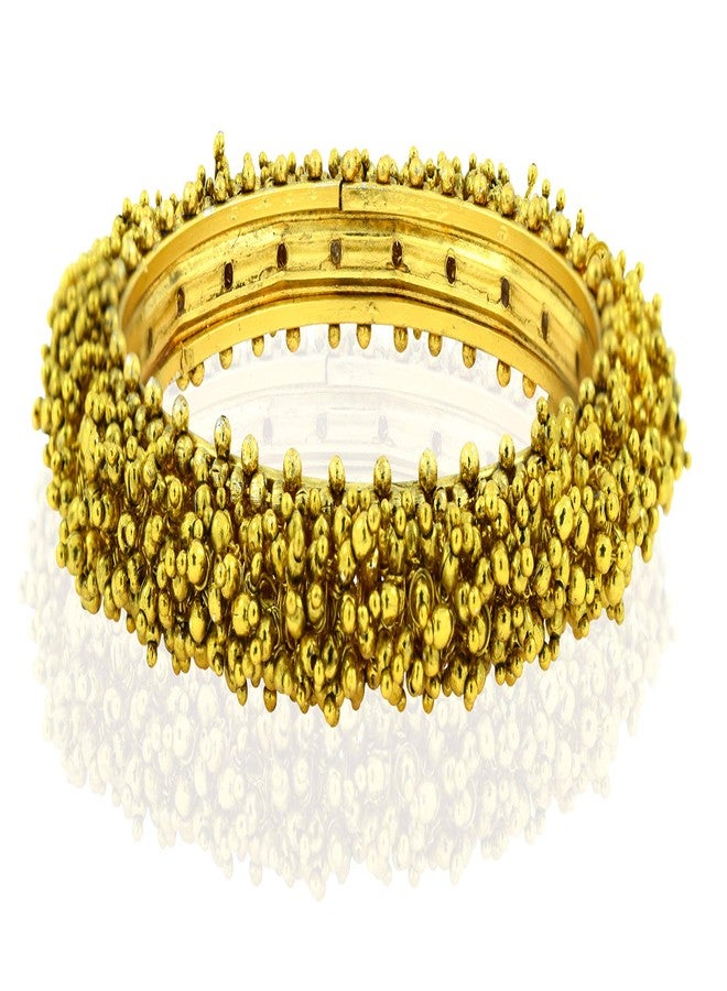 ZIVOM® Cluster Antique 22K Gold Plated Bangle Set Of 2 (Pair) For Women Gift - Image 5