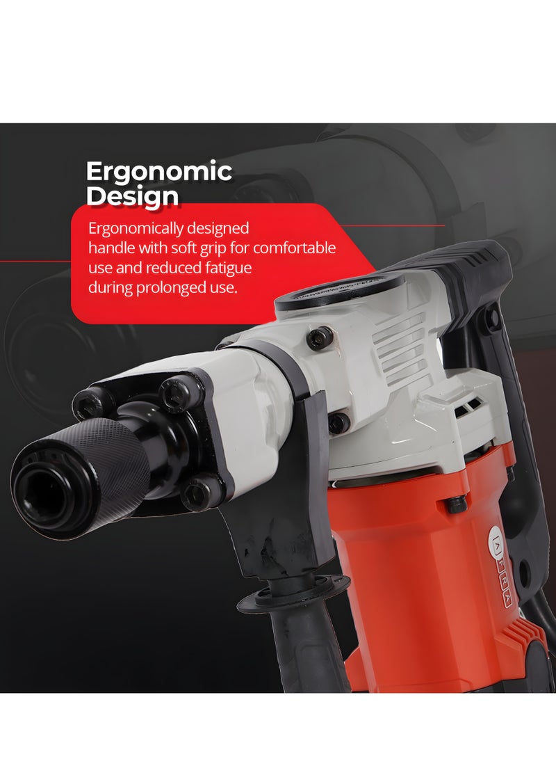 AFRA AFRA Hex Percussion Hammer, 17MM, 1400W 6.8KG, 16.8J Impact Energy, Vibration Absorbing System, 35mm Diameter Cylinder, Robust Structure Design, AFT-17-1400DHRD, 1-Year Warranty  - Image 4