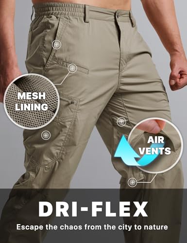 CQR Men's Quick Dry Tactical Pants, Water Resistant Outdoor Pants, Lightweight Stretch Cargo Work Hiking Pants, Runyon Cargo Pants Sandstorm, 32W x 30L - Image 5