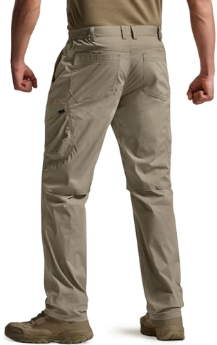 CQR Men's Quick Dry Tactical Pants, Water Resistant Outdoor Pants, Lightweight Stretch Cargo Work Hiking Pants, Runyon Cargo Pants Sandstorm, 32W x 30L - Image 3