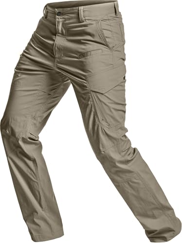 CQR Men's Quick Dry Tactical Pants, Water Resistant Outdoor Pants, Lightweight Stretch Cargo Work Hiking Pants, Runyon Cargo Pants Sandstorm, 32W x 30L - Image 1