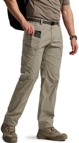CQR Men's Quick Dry Tactical Pants, Water Resistant Outdoor Pants, Lightweight Stretch Cargo Work Hiking Pants, Runyon Cargo Pants Sandstorm, 32W x 30L - Image 2