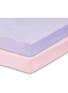 EVERYDAY KIDS Everyday Kids 2-Pack Fitted Crib Sheets, 100% Soft Microfiber, Breathable and Hypoallergenic Baby Sheet, Fits Standard Size Crib Mattress 28in x 52in, Lavender Nursery Sheet and Pink Nursery Sheet  - Image 1