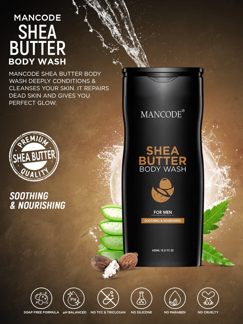 MAN CODE Mancode Sheabutter Body Wash For Men 450ml  For Body Face with Shea butter and Natural Oils Extract  Oil Control  Odor Protection  450 Ml Shower Gel For Men Pack Of 1 - Image 2