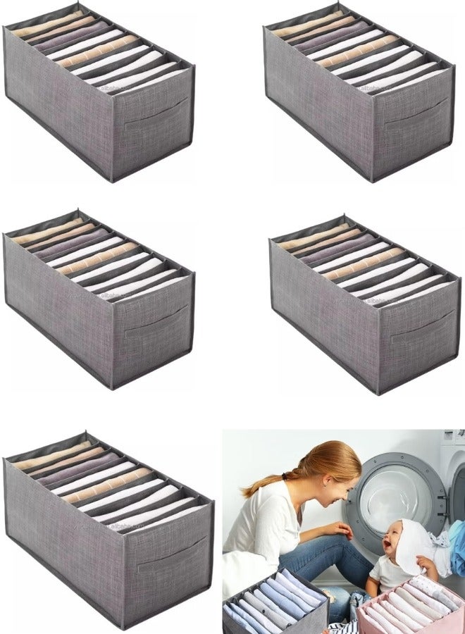 5 Pieces 9 Section Clothes Organizer with Handles, Closet Divider Box for Storage Shirts Jeans Underwear  - Image 1