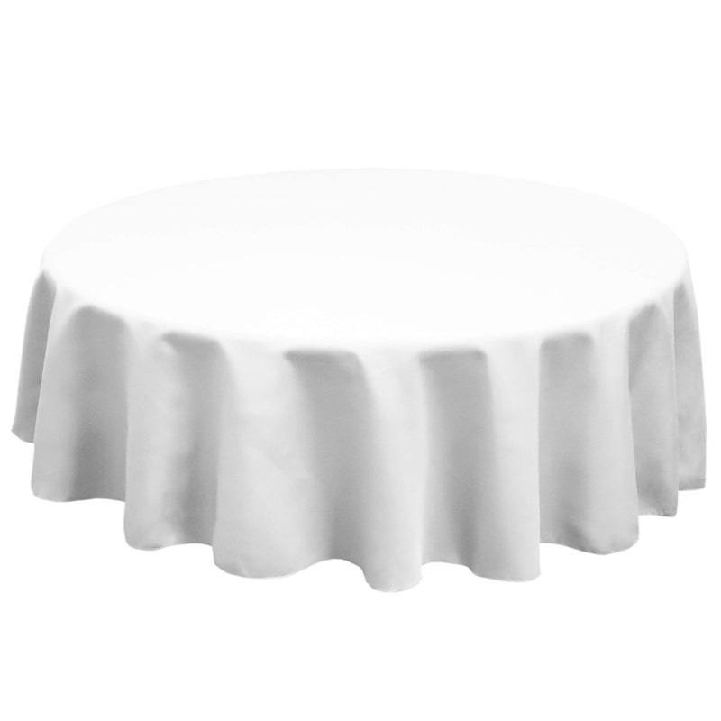 TableLinensforLess Polyester Round Tablecloth 60 Inch Round White