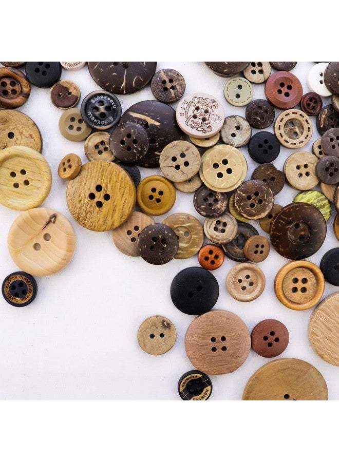 TCOTBE 600 Pcs Assorted Sizes Wooden Buttons Mixed Colors Coconut Shell Wood Handmade Ornament Buttons For Sewing Decorations Diy Arts And Crafts Manual Button Painting - Image 3