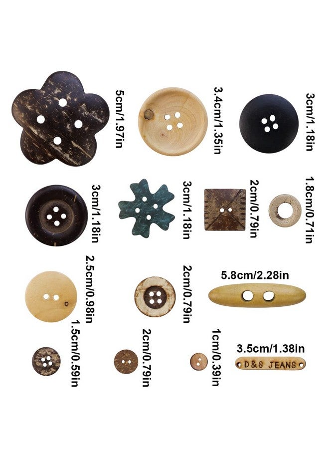 TCOTBE 600 Pcs Assorted Sizes Wooden Buttons Mixed Colors Coconut Shell Wood Handmade Ornament Buttons For Sewing Decorations Diy Arts And Crafts Manual Button Painting - Image 2