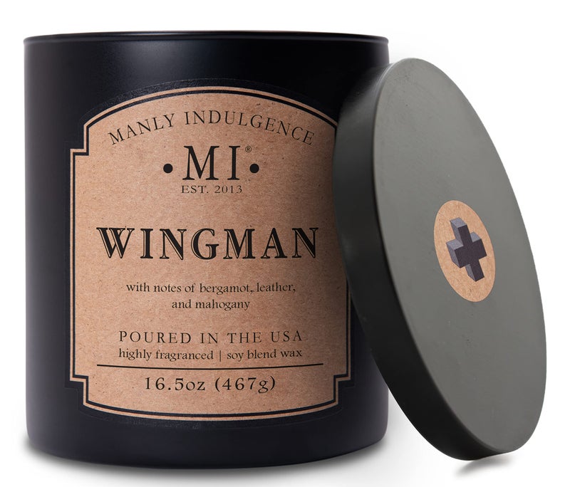 Manly Indulgence Wingman Scented Candles for Men 2 Wick 165 oz Premium Soy Blend Wax 60H Burn Candles for Home Scented  Made in The USA