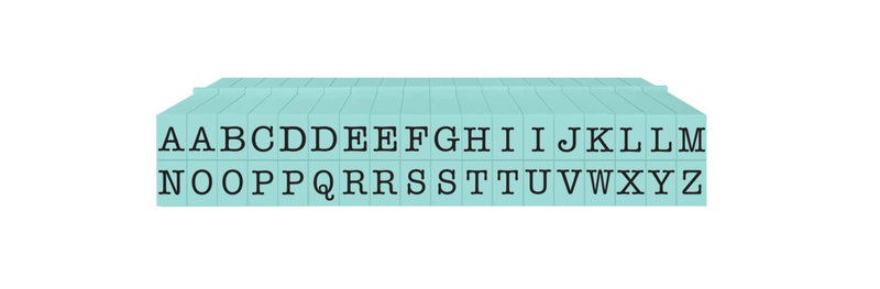 Contact USA Small 36Piece American Typewriter Pegz Connectable Uppercase Alphabet Stamp Set Pool Blue