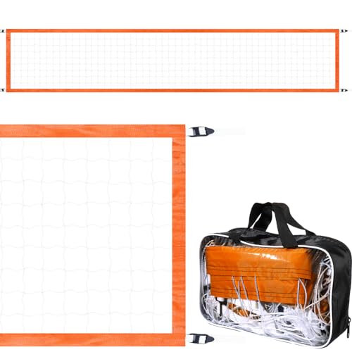 ShinyRelief Pool Volleyball Net Replacement Adjustable Length 15-25 ft Portable Volleyball Net for Outdoor Backyard Swimming Pool Beach(Orange) - Image 1