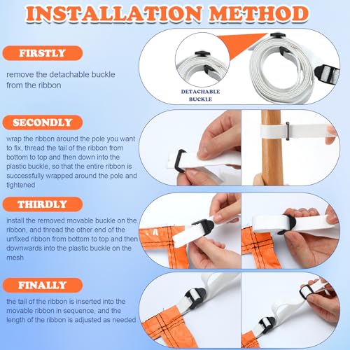ShinyRelief Pool Volleyball Net Replacement Adjustable Length 15-25 ft Portable Volleyball Net for Outdoor Backyard Swimming Pool Beach(Orange) - Image 3