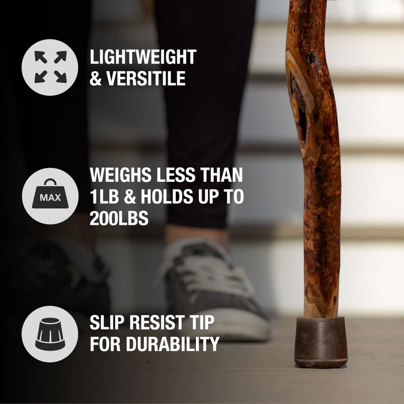 Brazos Rustic Wood Walking Cane, Hardwood, Root Style Handle, for Men & Women, Made in the USA, 37" - Image 5