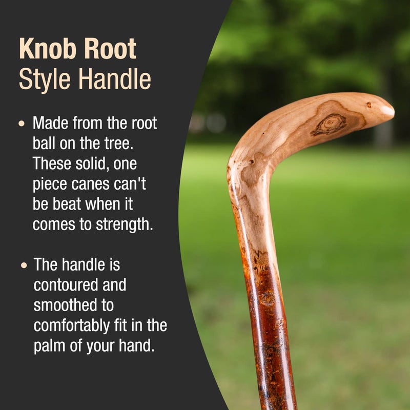 Brazos Rustic Wood Walking Cane, Hardwood, Root Style Handle, for Men & Women, Made in the USA, 37" - Image 4