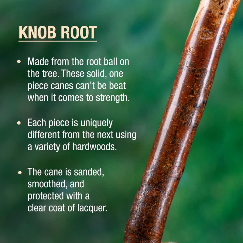 Brazos Rustic Wood Walking Cane, Hardwood, Root Style Handle, for Men & Women, Made in the USA, 37" - Image 3