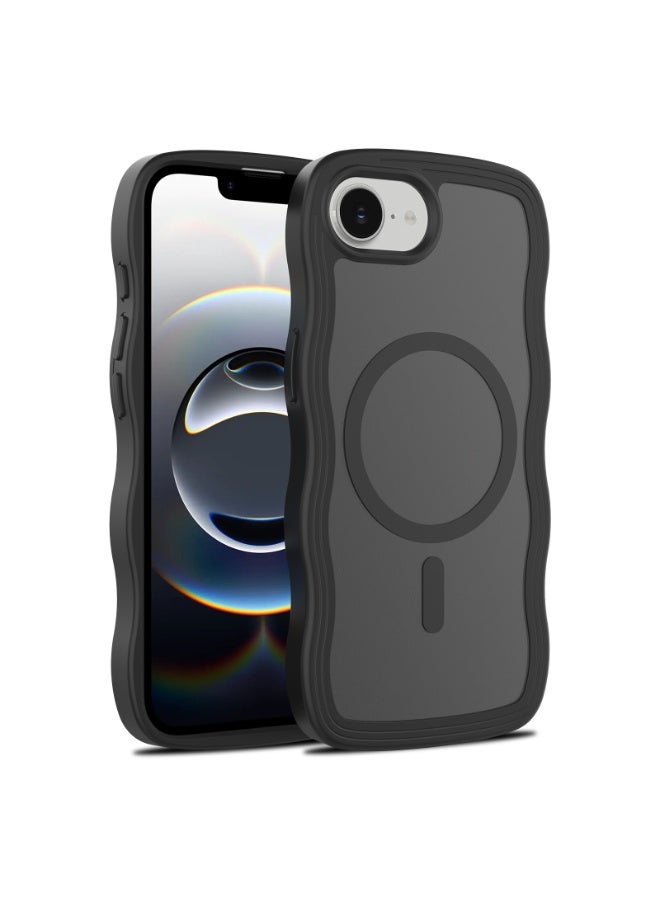 NIBEMINENT Rippled Edge Protection Case With Magsafe For iPhone 16, Black