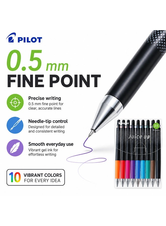PILOT Juice Up Gel Ink Pen Set LJP200S5-10C, 0.5 mm, 10 assorted colours, Assorted, Gel Ink, 10 pens for journaling - Image 3