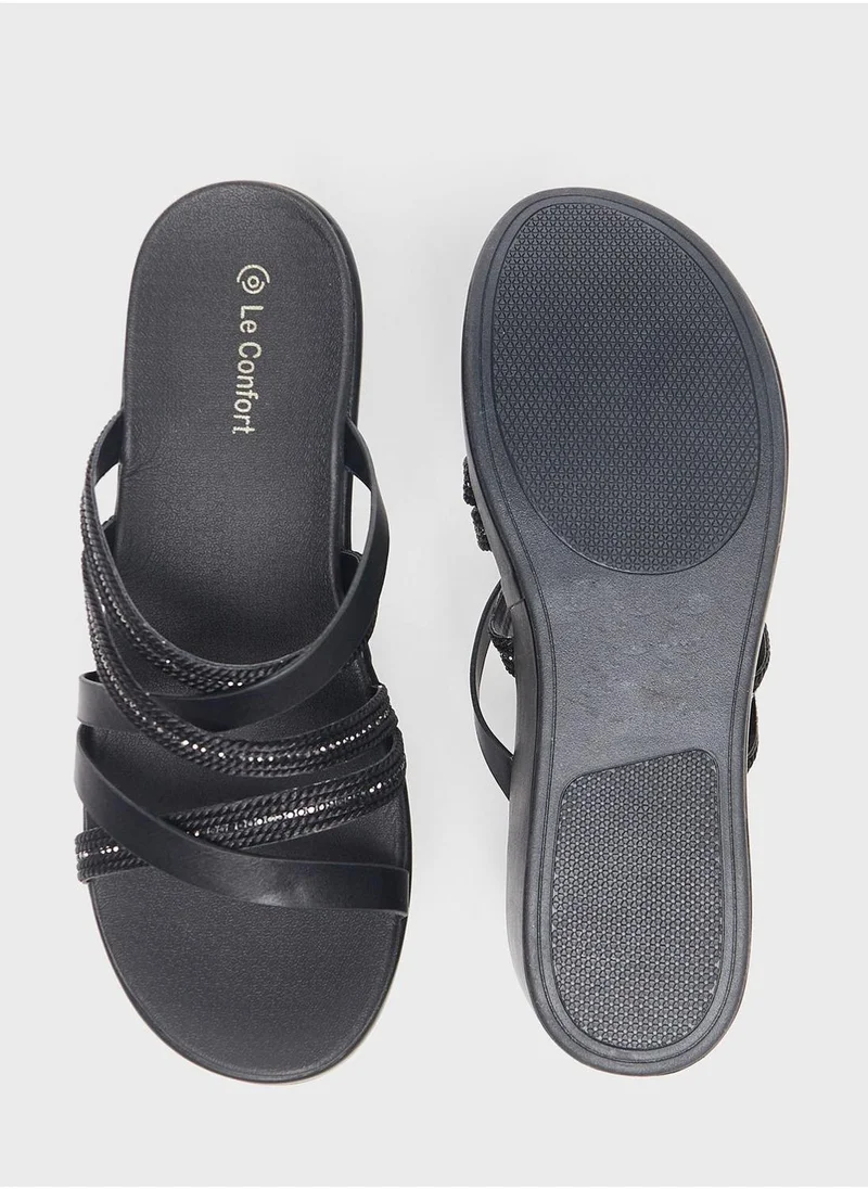 Le Confort Multi Strap Wedge Sandals