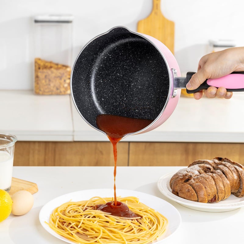 HooJay Nonstick Saucepan Set with Lid, Non Stick 1Qt & 2Qt & 3Qt Sauce Pan Set with Glass Lid Small Pot for Home Kitchen - Image 2