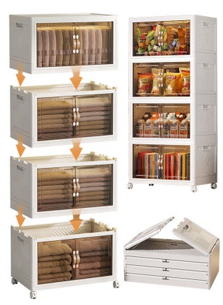 Foldable Plastic Storage Box 4 layers With Wheels and Doors,XLarge Storage Bin with Lid Organizers Stackable Storage Bins, Closet Organizers Double Door Magnetic with Universal Pulley - pzsku/ZDCB0C3D12C8D7C1967C8Z/45/_/1738915164/deb74671-f287-493c-b3b8-d66d472eca34