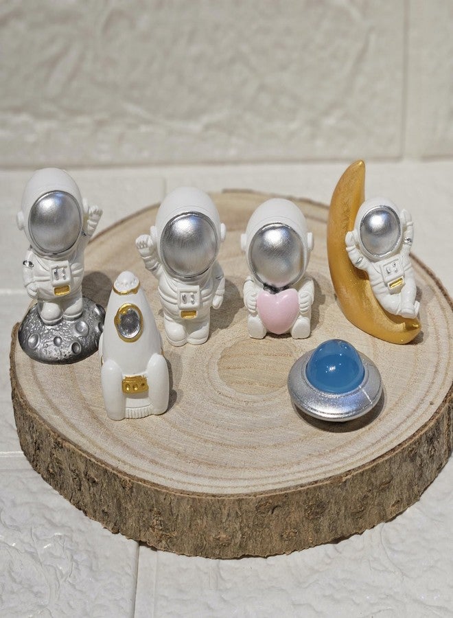 ARUNA DECOR Miniature Astronaut Figurines Set of 6 | Resin Space Toy Statues for Miniature Garden Decor Dollhouse Accessories Fairy Garden Terrarium Bonsai DIY Crafts & Gift Items - Image 1