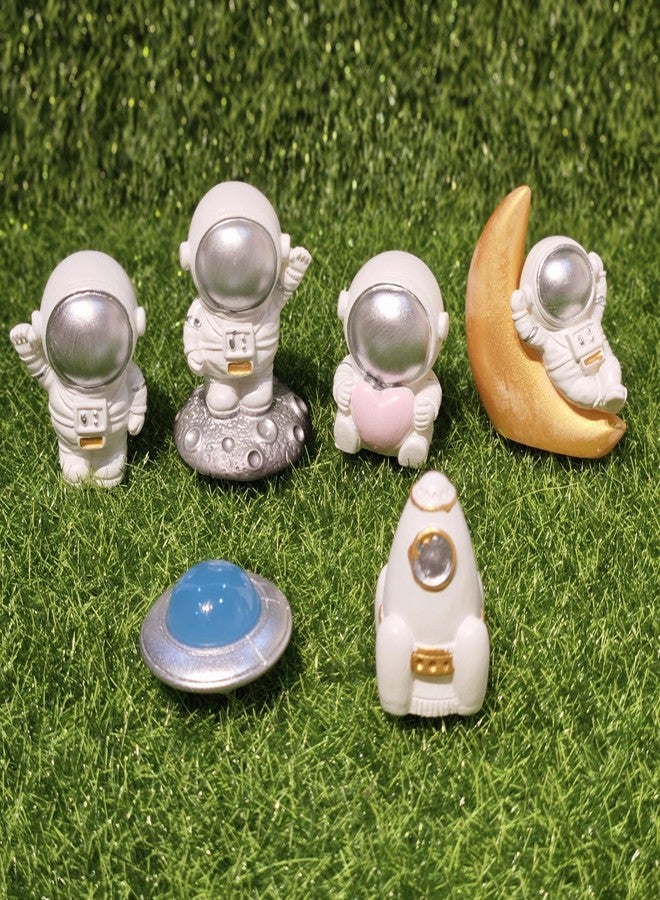 ARUNA DECOR Miniature Astronaut Figurines Set of 6 | Resin Space Toy Statues for Miniature Garden Decor Dollhouse Accessories Fairy Garden Terrarium Bonsai DIY Crafts & Gift Items - Image 3