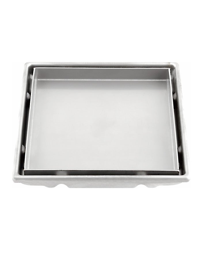 MODI floor drainage Square Shower Drain with Removable Tile Insert Grate, Brushed 304 Stainless Steel Rectangle Shower Floor Drain, Hair Filters Included  - Image 1