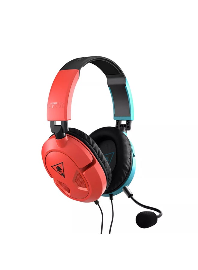 Turtle Beach Recon 50 Red/Blue Gaming Headset for Nintendo Switch, Xbox Series X|S, Xbox One, PS5, PS4, PC & Mobile with 3.5mm Connection - Blue/Red - Image 3