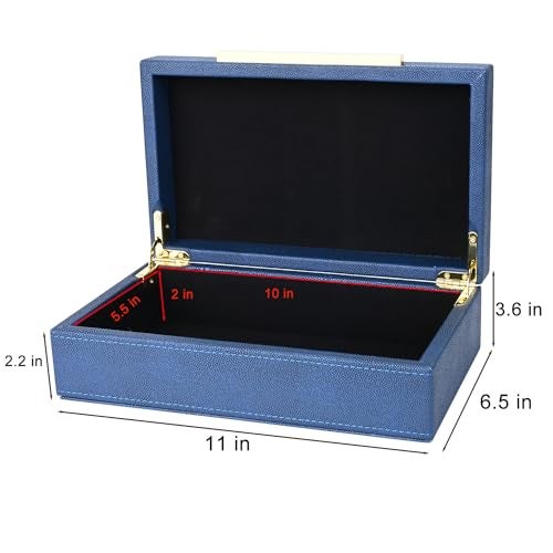 XIGEXIGE Navy Blue Shagreen box Faux Leather Decorative Box,Keepsake And Memory Storage Small Decorative Boxes with Lids for Modern Home Decor Jewelry Box Organizer - Image 4