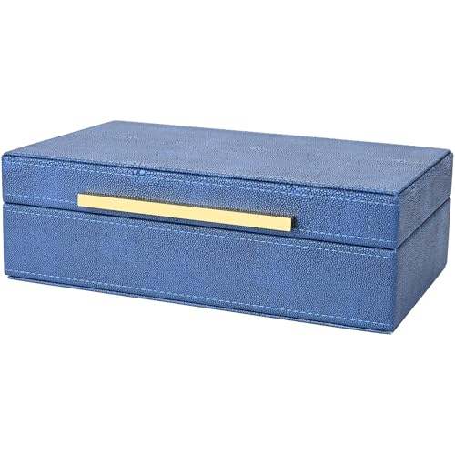 XIGEXIGE Navy Blue Shagreen box Faux Leather Decorative Box,Keepsake And Memory Storage Small Decorative Boxes with Lids for Modern Home Decor Jewelry Box Organizer - Image 2