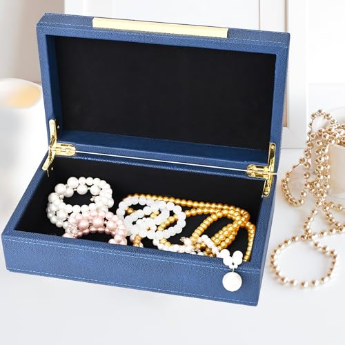 XIGEXIGE Navy Blue Shagreen box Faux Leather Decorative Box,Keepsake And Memory Storage Small Decorative Boxes with Lids for Modern Home Decor Jewelry Box Organizer - Image 5