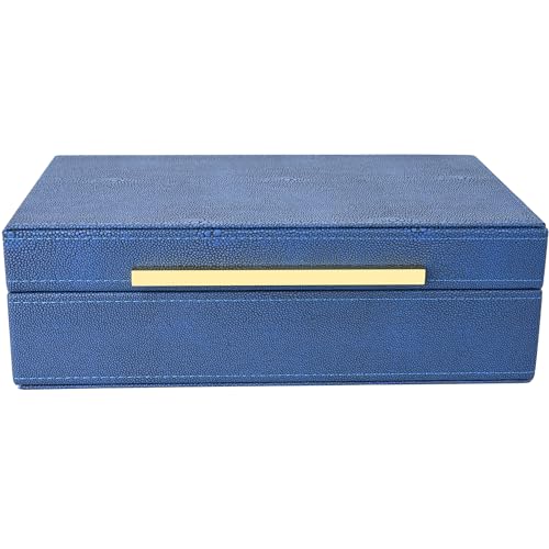 XIGEXIGE Navy Blue Shagreen box Faux Leather Decorative Box,Keepsake And Memory Storage Small Decorative Boxes with Lids for Modern Home Decor Jewelry Box Organizer - Image 1