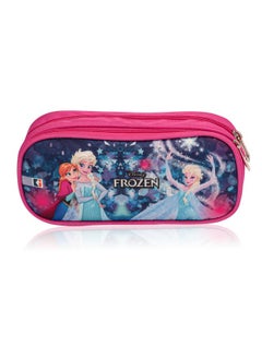 Kuber Industries Kuber Industries Pencil Pouch | Multi-Purpose Travel Pouch | 2 Compartments Utility Pouch | Waterproof Stationary Bag | Geometry Box | Disney Frozen Fun | Blue & Pink  - Image 1