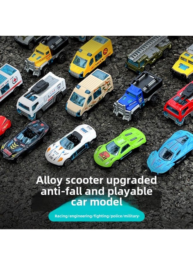 Children's Toy Car Alloy Sliding Racing Car Simulation Car Model Engineering Car Police Car Fire Fighting Suit-Color:6-pack Big Racing Series 125-7  - Image 3