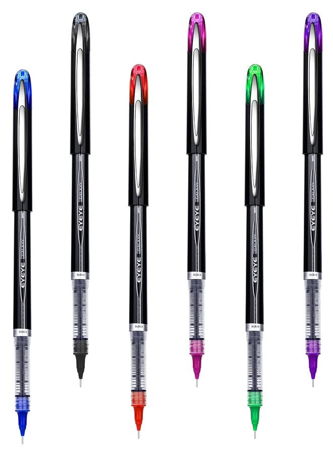 EYEYE 0.5mm Rollerball Pens 6 Assorted Colors, Extra Fine Point Needle Pen Quick Dry, Liquid Ink Pens Fine Point Smooth Writing Pen for Journaling, Note Taking, Office, School Supplies - Image 1