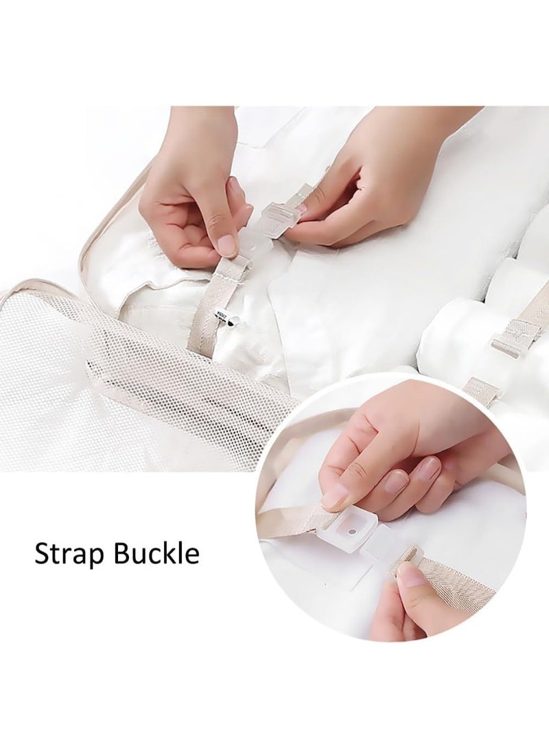 مجموعة من 10 مكعبات لتنظيم حقائب السفر، مكعبات تعبئة لحقائب السفر، منظمات السفر، حقيبة تخزين الأمتعة، مجموعة تعبئة السفر مع حقيبة غسيل وحقيبة أحذية وحقيبة ملابس داخلية (بيج) - Image 3