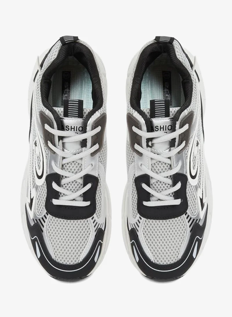 Styli  Men White Mesh Athletic Sneakers for Men | Best Price UAE