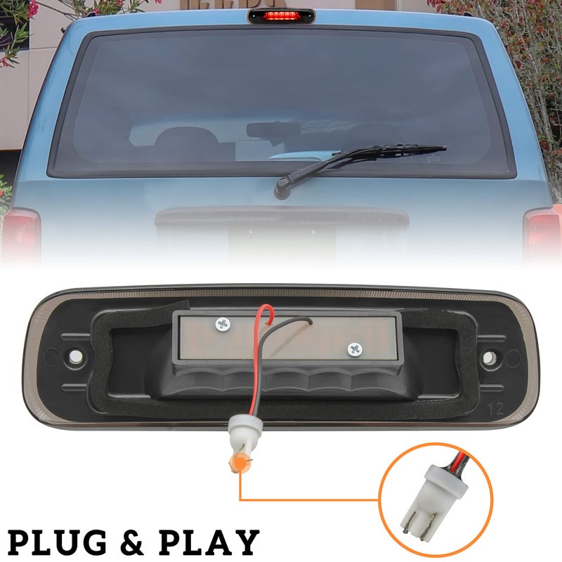 KEWISAUTO ضوء الفرامل الثالث LED لجيروك 97-01، ضوء توقف مركزي مرتفع مدخن أسود من KEWISAUTO لجيب جيروك 1997 1998 1999 2000 2001 ملحقات (1 قطعة، استبدال# 55155614AE) - Image 5